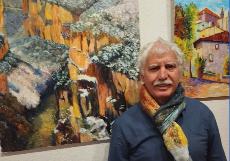 Mitxel Lorenzo Imirizaldu expone sus cuadros en la Bodega Piedemonte.