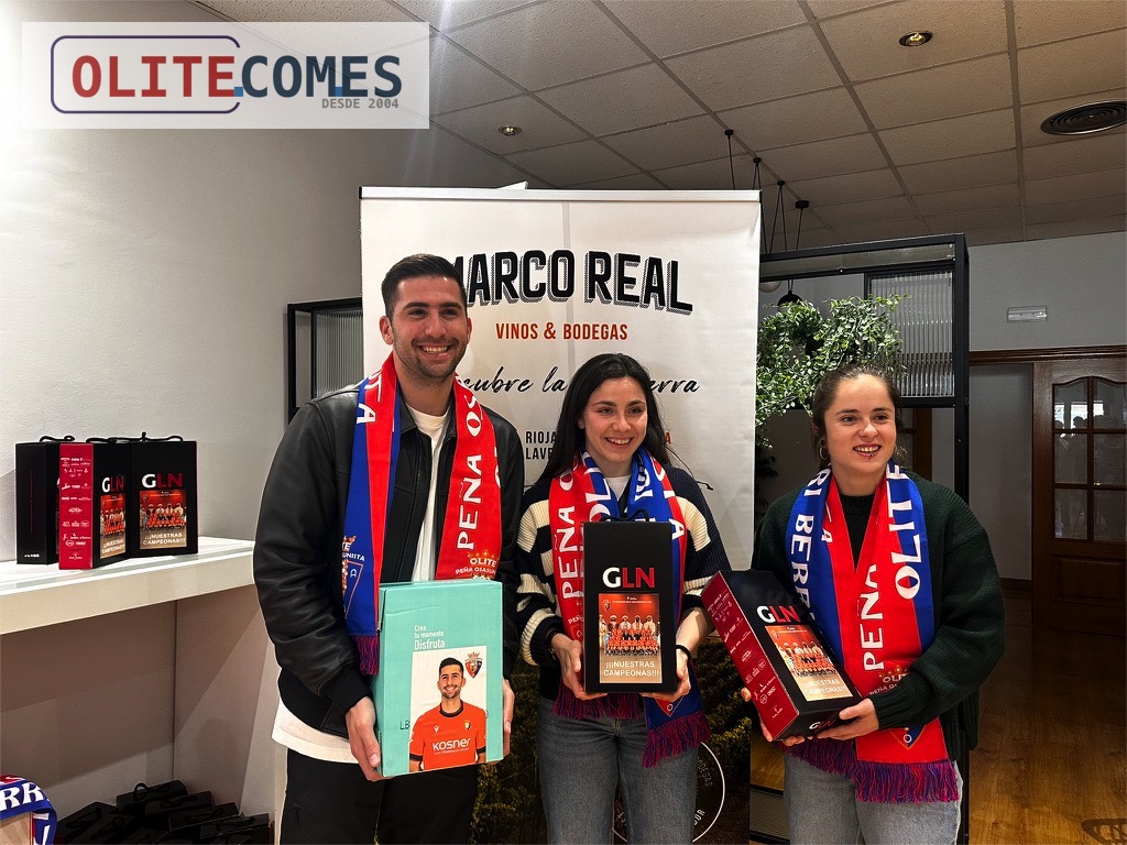 Jes�s Areso,  premiado con su peso en vino por la Pe�a Osasunista de Olite/Erriberri en Bodegas Marco Real